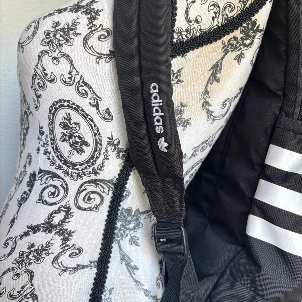 adidas Black Trefoil Logo Backpack with White Accents - Picture 7 of 13